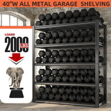 REIBII Garage Shelving Heavy Duty Garage Storage Shelves Load 2000Lbs, Wide Heavy Duty Shelving, Adjustable 5-Tier Metal Shelving for Garage,Large REIBII