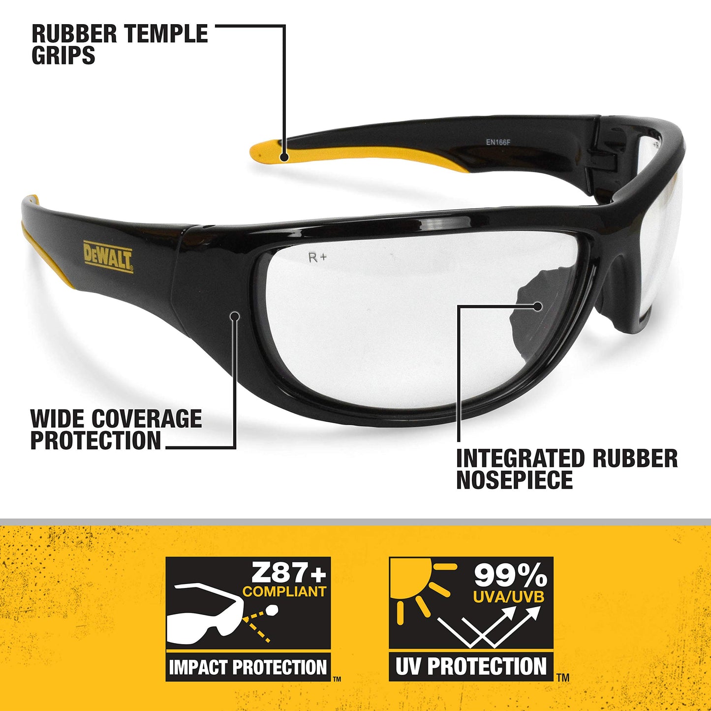 DEWALT DPG94-1D Dominator SAFETY Glasses, Clear Lens - WoodArtSupply