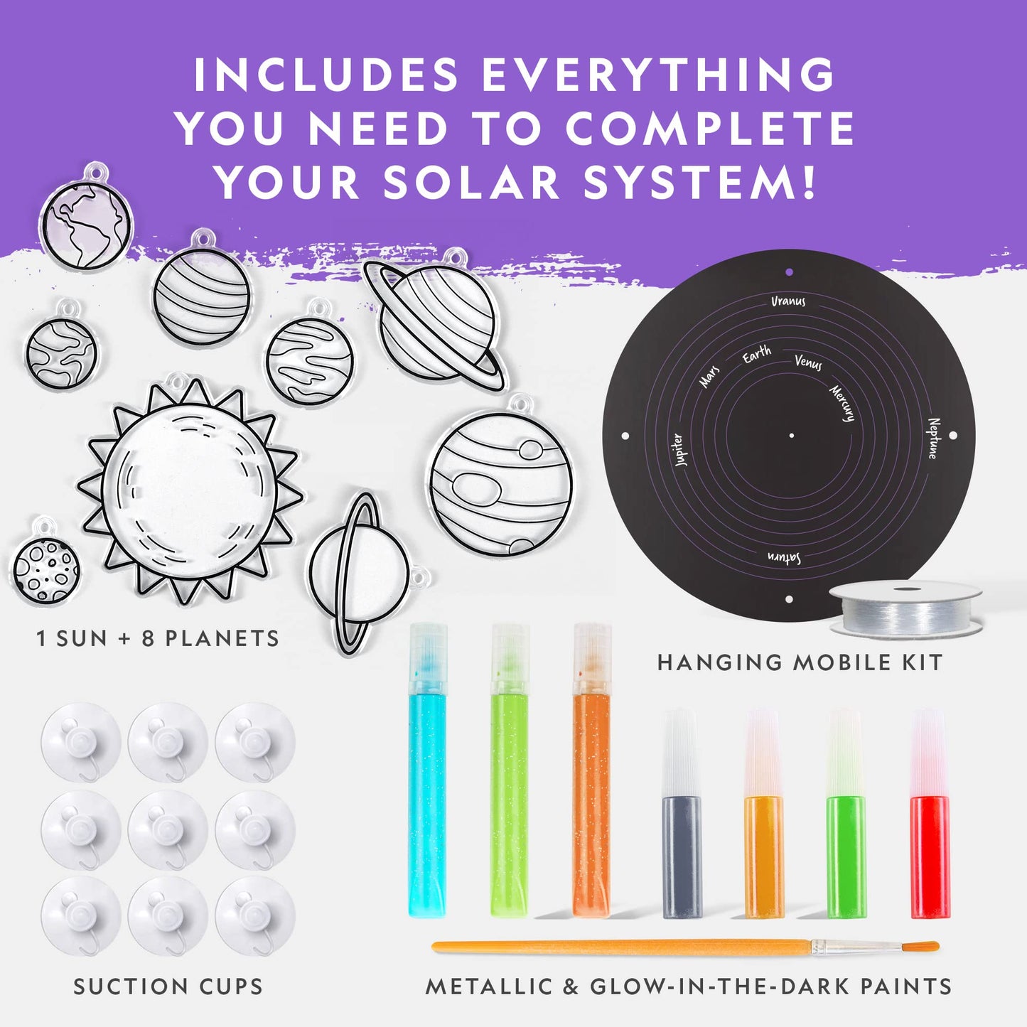 NATIONAL GEOGRAPHIC Kids Window Art Kit - Stained Glass Solar System Arts & Crafts Kit with Glow in The Dark Planets, Use as Window Suncatchers, - WoodArtSupply