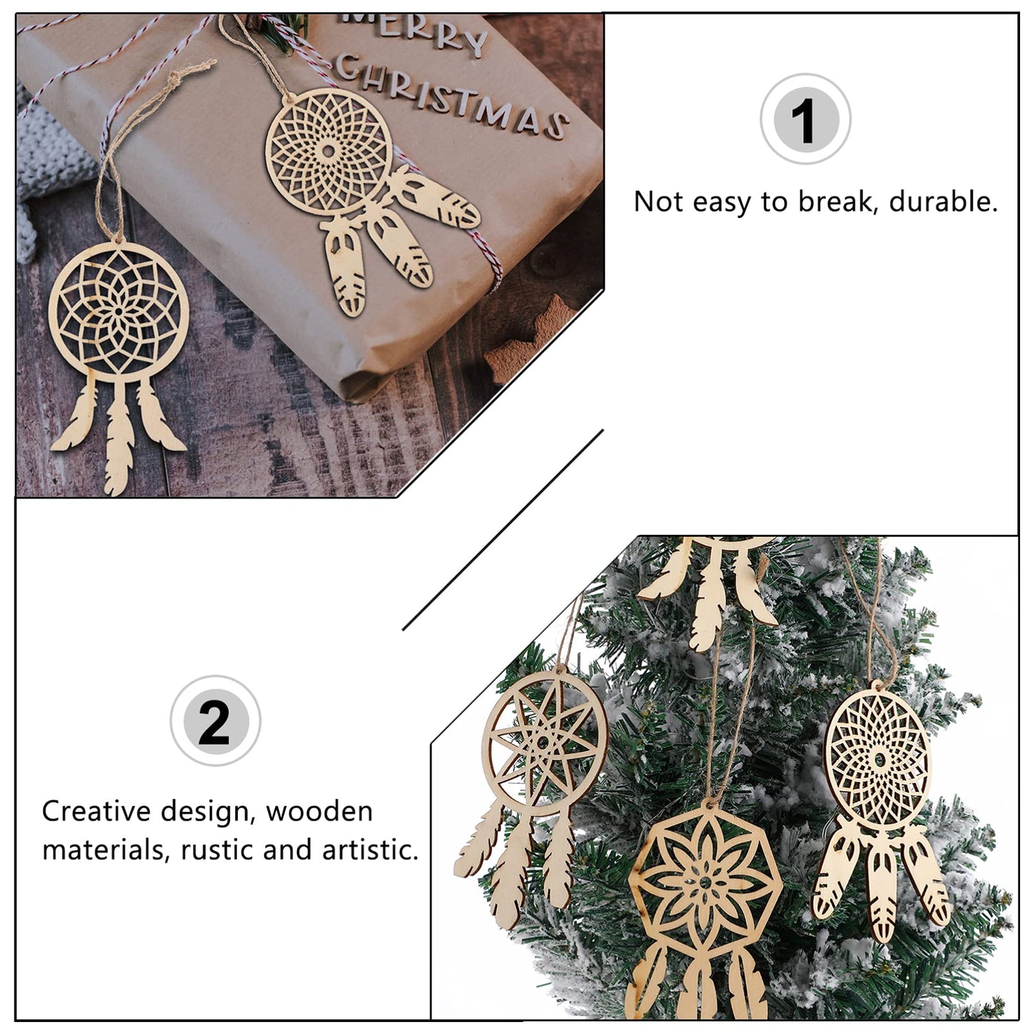 Holibanna Decorative Hanging Ornaments 4 Sets/ 40pcs Wooden DIY Dream Catchers Kits Unfinished Wood Dream Catchers Hanging Decorations Wood Slices Holibanna