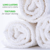 GREEN LIFESTYLE Terry Towels, White Rags, Bar Towels 100% Cotton Absorbent and Durable, Multipurpose Cleaning Rags, Cotton Cleaning Rags, Kitchen GREEN LIFESTYLE