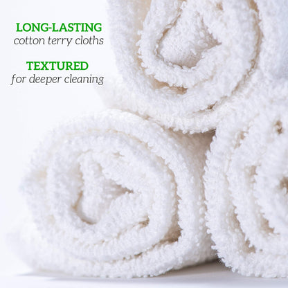 GREEN LIFESTYLE Terry Towels, White Rags, Bar Towels 100% Cotton Absorbent and Durable, Multipurpose Cleaning Rags, Cotton Cleaning Rags, Kitchen - WoodArtSupply