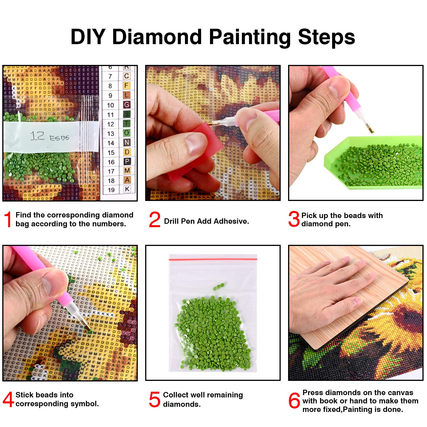 KTHOFCY 5D DIY Diamond Painting Kits for Adults Kids, Stained Glass Sunflower Full Drill Embroidery Cross Stitch Crystal Rhinestone Paintings - WoodArtSupply