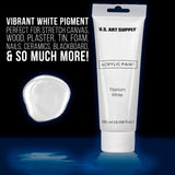 U.S. Art Supply Artists Acrylic Color Paint, Titanium White, 2 Extra-Large 120ml Tubes - Professional Grade, Excellent Tinting Strength, Mixable - US Art Supply