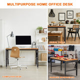 Haddockway Adjustable Workbench for Garage,48"x 24" Rubber Wood Top Work Bench with Power Outlets, Max 2000 Lbs Load Capacity Heavy Duty Workstation Haddockway