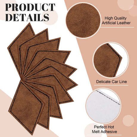 Giegxin 120 Pieces Rustic Leatherette Hat Patches with 8 Types of Shape Laser Engraving Blanks Patch Adhesive for Fabric Faux Leather Patch Repair Giegxin