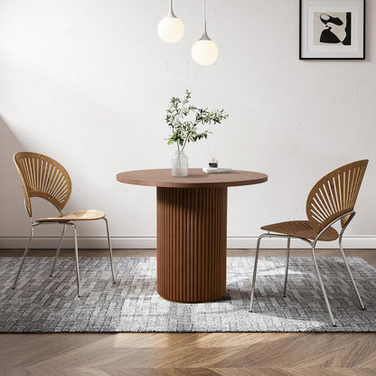 SIMTONAL Round Wood Dining Table Modern Kitchen Table Mesa Redonda de Comedor Walnut, 40''L x 40''W x 29.9''H