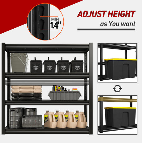 Raybee 40" Wide Storage Shelves Garage Shelving, 2 Pack, Heavy Duty Shelving, Adjustable 4 Tier Metal Shelves for Warehouse, Pantry, Kitchen 40" W Raybee