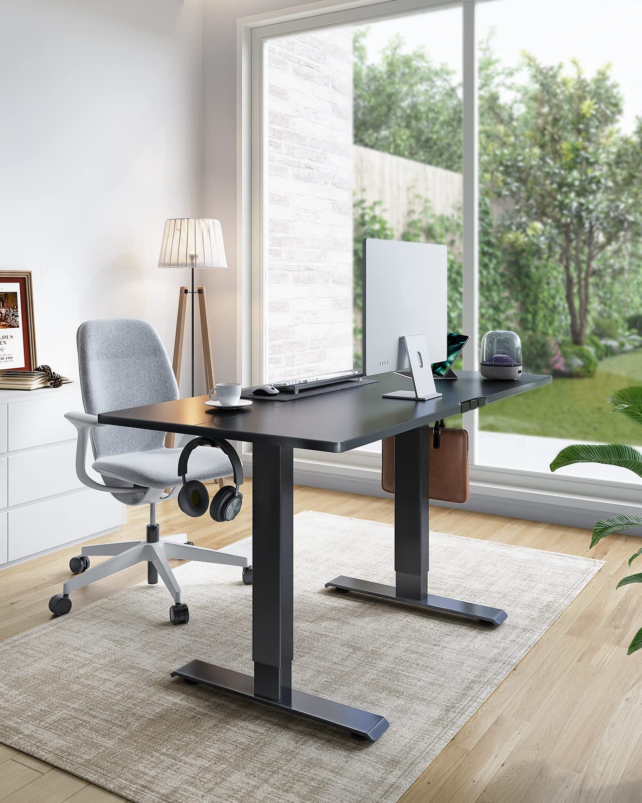 Marsail TZESD12B Home-Office-desks, 48 x 24 Inch, Black - WoodArtSupply