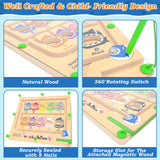 DUKVSG Magnetic Color & Number Maze, Montessori Counting Matching Toys, Wooden Magnet Maze Board Game Fine Motor Skills Toys for 3 4 5 Years Old DUKVSG