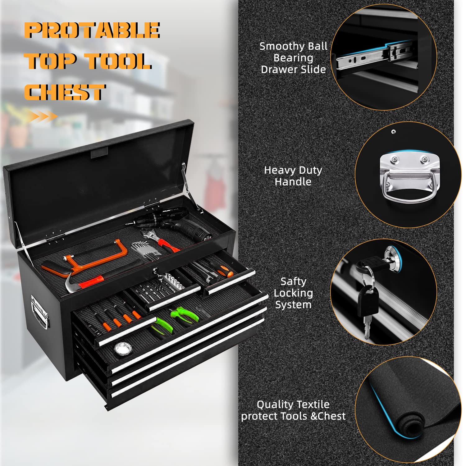 INTERGREAT 8-Drawer Rolling Tool Chest with Wheels, Large Tool Cabinet with Drawers, Locking Mechanic Tool Cart with Black Liner for Warehouse, - WoodArtSupply