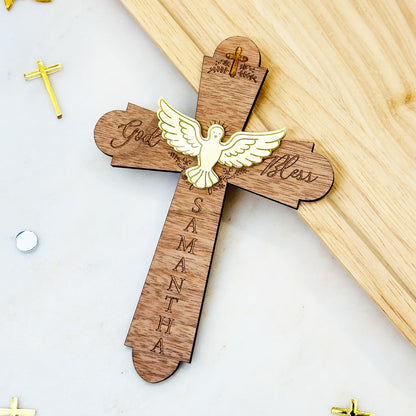 Personalized First Communion Favor | Personalized Wood Cross | Religious Keepsake Baptism Gifts | Wood Sign Personalized Baptism Cross For Girls and - WoodArtSupply