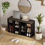 DINZI LVJ Shoe Storage Bench with Cushion, 16-Cubby Shoe Rack, Adjustable Shelves, Multifunctional Shoe Organizer Bench for Entryway, Mudroom, DINZI LVJ