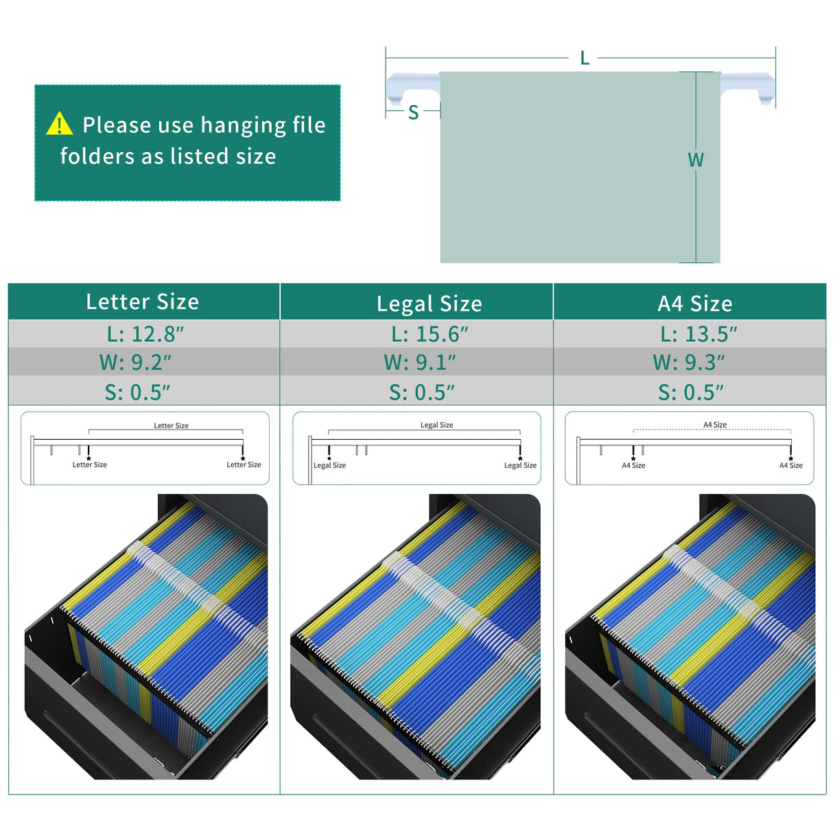 YITAHOME 3-Drawer Metal Filing Drawers with Keys, Compact Slim Portable File Pre-Built Office Storage Cabinet for A4/Letter/Legal (White) YITAHOME