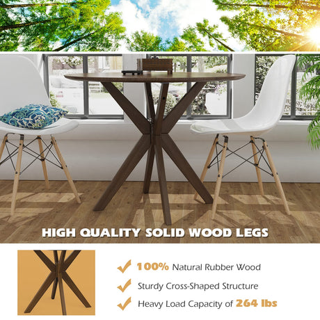 Giantex 36" Round Wood Dining Table, Farmhouse Kitchen Table w/Intersecting Pedestal Base & Solid Wood Legs, Vintage Coffee Table for Small Spaces, Giantex