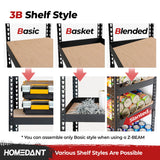 HOMEDANT Z-beam 5 Tier Laminated Heavy Duty Garage Storage Adjustable Wide Size Metal Shelving Unit Utility Rack Shelves Organization Multipurpose HOMEDANT