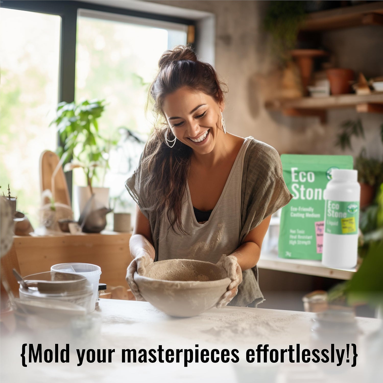 Eco Stone, Eco Casting Set, Non-Toxic Plaster of Paris Powder Alternative, Liquid Polymer Included, Quick Demold, Easy Mineral Casting Acrylic Resin unicone art