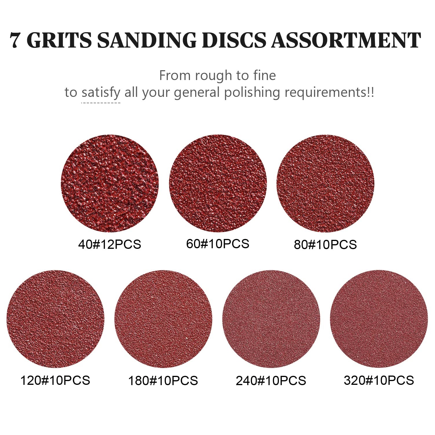 S SATC 72 PCS 5 Inch 8 Hole Hook and Loop Adhesive Sanding Discs Sandpaper for Random Orbital Sander 40 60 80 120 180 240 320 Grits S SATC