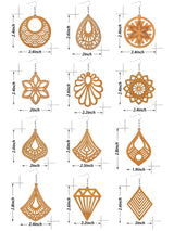 12 Pairs African Wooden Drop Earrings Bohemian Pendant Dangle Earrings Lightweight Ethnic Style Wood Earrings for Women (Chic Styles) Hicarer