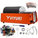 VIYUKI Professional Rock Tumbler Kit - Double Drum 6LB Lapidary Polisher for Adults (Double Barrel), Includes Rough Gemstones, 8 Polishing Grits, VIYUKI
