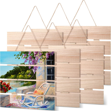 6 Pieces Unfinished Wood Pallet Sign Blank Wooden Hanging Plaque for Crafts, 9.8 x 9.8 Inch DIY Rustic Wooden Signs Decorative Slice Painting Plaque Yookeer