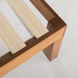 Mellow Classic 12" Natural Solid Wood Platform Bed Frame - Queen Size, No Box Spring Needed Mellow