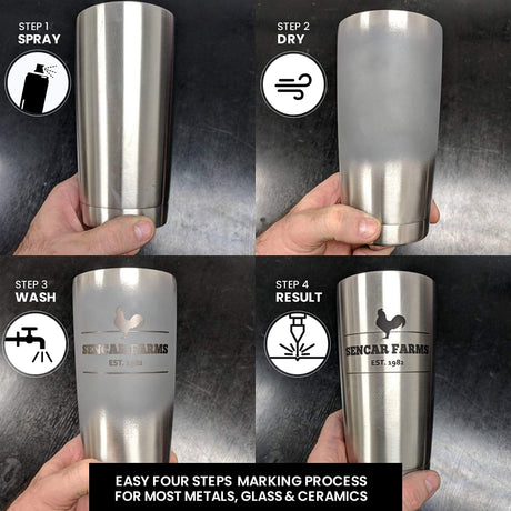 LaserBond Aerosol Black Laser Marking Spray 100 (12 oz), Works with All Laser Engravers, Printers | CO2, Fiber & YAG Laser | LBT 100 Permanently LaserBond
