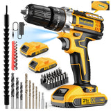 JayLene 21V Cordless Drill Set, Power Drill 59Pcs with 3/8 Inch Keyless Chuck, 25 3 Clutch Electric Drill with Work Light, Max torque 45Nm, Jaylene