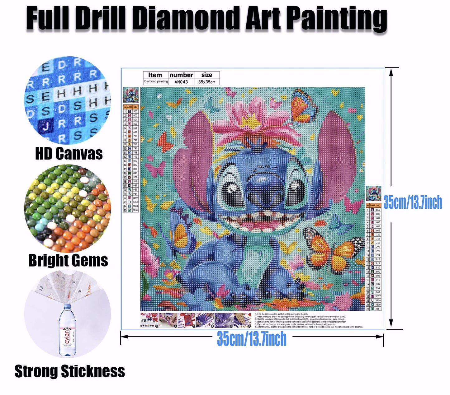 Ksxistiyt Stitch Diamond Art Painting Kits for Adults - Cartoon Full Drill Diamond Dots Paintings for Beginners, Round 5D Paint with Diamonds - WoodArtSupply