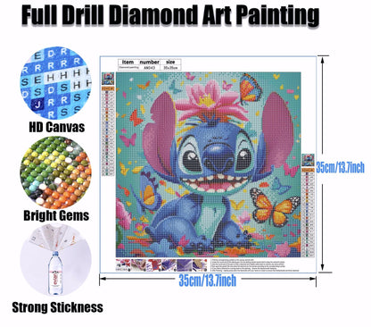 Stitch Diamond Art Painting Kits for Adults - Cartoon Full Drill Diamond Dots Paintings for Beginners, Round 5D Paint with Diamonds Pictures Gem Art