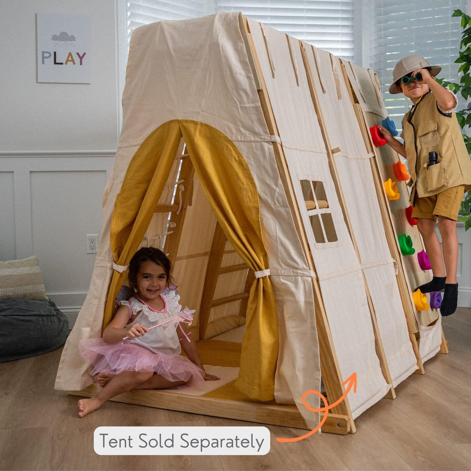 Avenlur Magnolia Indoor Playground 6-in-1 Jungle Gym Montessori Waldorf Style Wooden Climber Playset Slide, Rock Climbing Wall, Rope Wall Climber, Avenlur