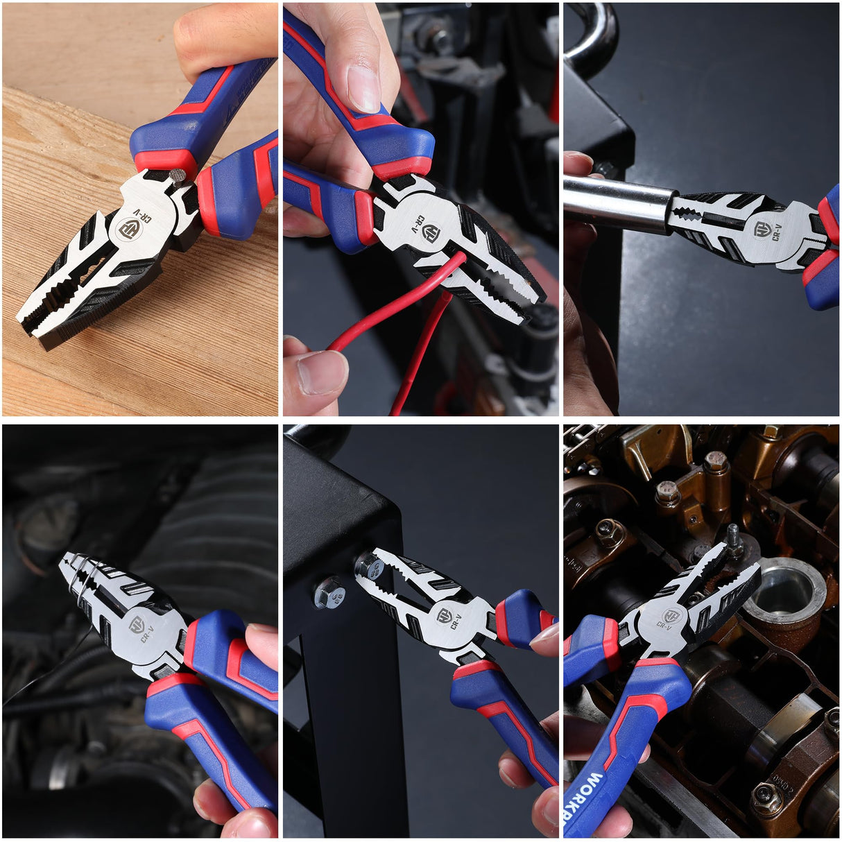 WORKPRO 8" Linesman PRO Screw Extractor Pliers(Combination Pliers) with Unique Non-slip Jaws, Stripped Screw Remover Tool, Lineman Pliers for Quickly WORKPRO