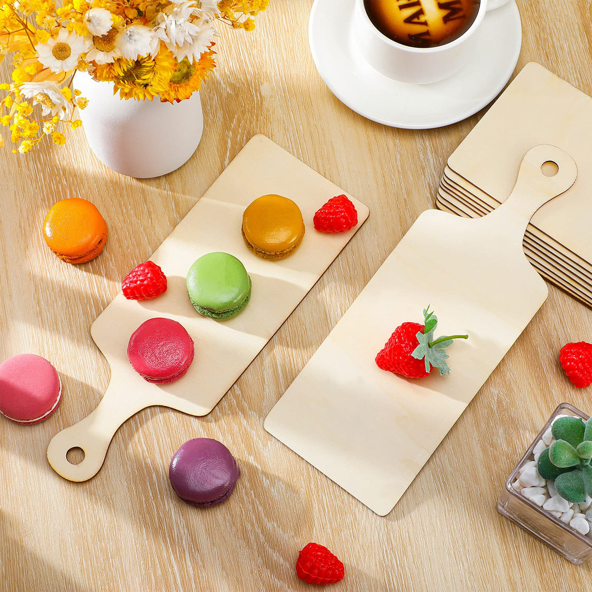 Marsui 12 Pieces Mini Wooden Cutting Board with Handle Christmas Small Chopping Board Craft Wooden Paddle Board for DIY Kitchen Home Decor(9.4 x 3.5 Marsui