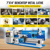 VEVOR Mini Metal Lathe, 7"x14" Benchtop Metal Lathe, 550W Variable Speed 2250RPM Metal Lathe, with 3-jaw Chuck CNC Mini Lathe Machine, Precision Mini VEVOR