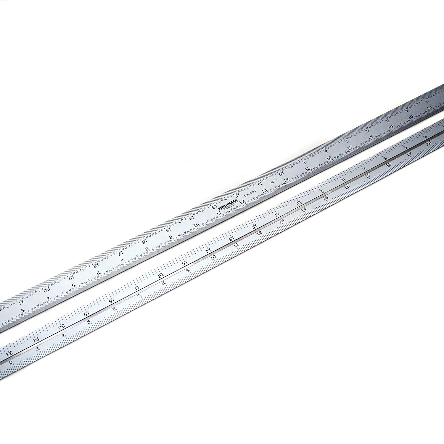 Benchmark Tools 466477 24 inch Combination Square Blade Ruler 4R Markings 1/8, 1/16, 1/32, 1/64 Stainless Steel Non-Glare Satin Chrome Finish Benchmark Tools