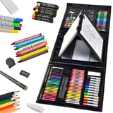 Sunnyglade 185 Pieces Double Sided Trifold Easel Art Set, Drawing Art Box with Oil Pastels, Crayons, Colored Pencils, Markers, Paint Brush, Sunnyglade