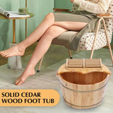 Kaichenyt Wooden Foot Basin, Solid Cedar Wood Foot Tub with Cover Plate, Wooden Bucket Foot Bath with Massage, Pedicure Barrel for Foot Bath, Soak, Kaichenyt