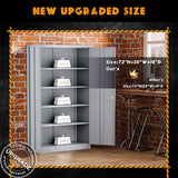 Greenvelly Metal Storage Cabinet, 72" Locking Tool Steel Garage Cabinet with Doors and Adjustable Shelves, Utility Metal Filing Cabinet with Lock for Greenvelly