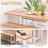 Recaceik Dining Table Set for 4 Kitchen Table Set with 2 Dining Benches, 3 Piece Farmhouse Dining Room Table Set Industrial Breakfast Nook Table Set Recaceik