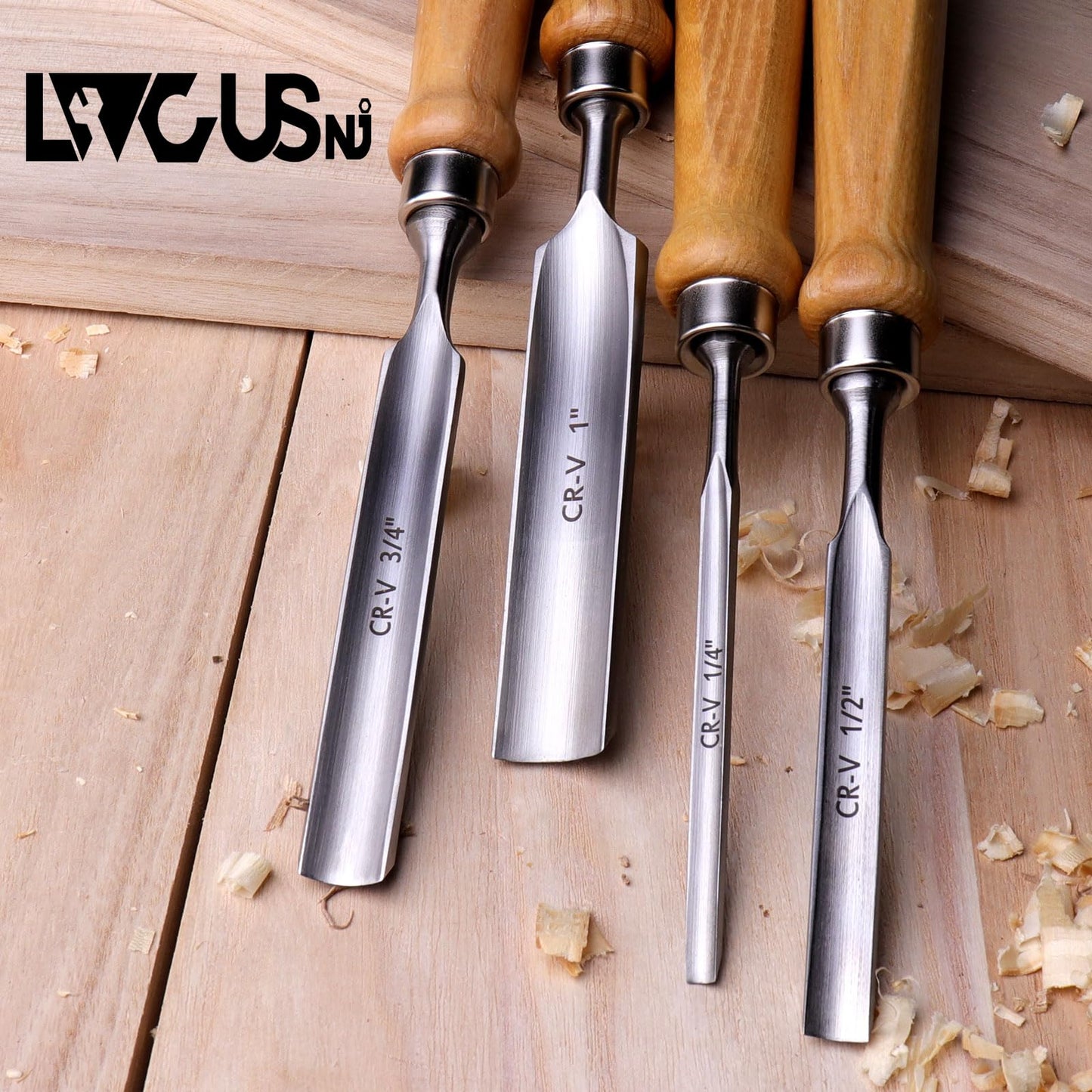 LWCUSNJ 4-Pieces Woodworking Wood Chisel Set,CR-V Steel Sharp Curved Edge Gouge Firm Wood Handle Carpentry Gouge Tools