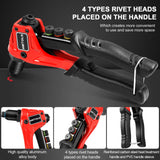 WETOLS Rivet Gun Kit with 120 Pcs Rivets, Manual Rivet Gun with 4 Interchangeable Rivet Heads and 4 Twist Drills, Pop Rivet Gun Kit with Blow Molded WETOLS