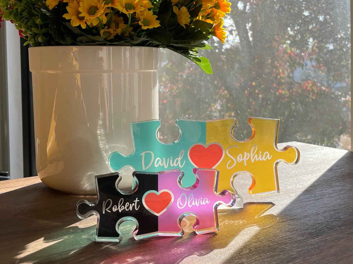 Personalized Puzzle Name Sign for Couples, Valentines Day Gifts for Her Him, 0.45in Thick Acrylic - Love Is The Piece That Holds Us Together, Amazing Items