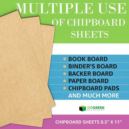 Chipboard Sheets 8.5 x 11 Inches - 22 Point 100pcs Brown Kraft Paper Sheets  for Crafts - Eco-Friendly Chip Board for Book Binding, Picture Frame