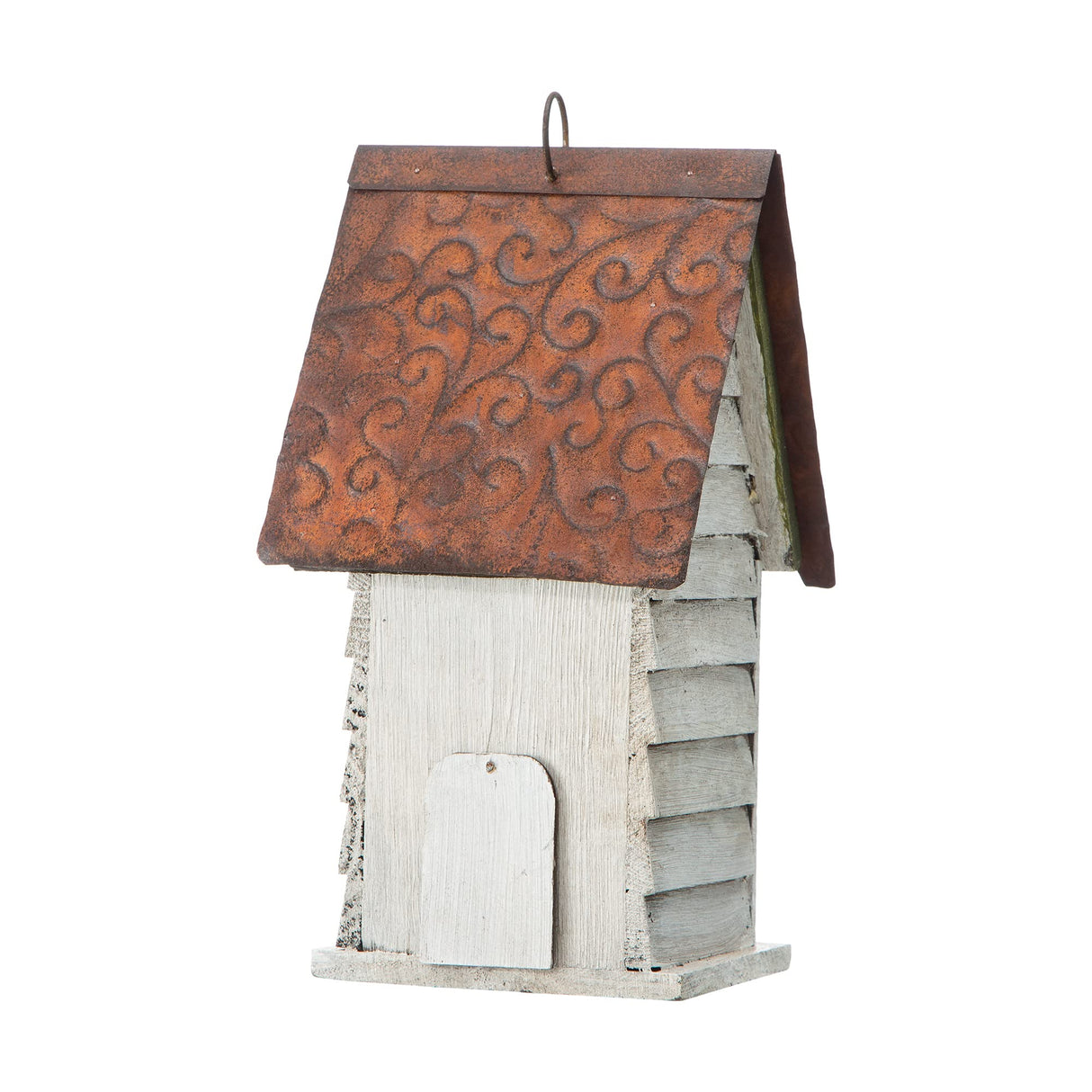 Glitzhome GH90086 Hanging Distressed Wooden Garden Cottage Birdhouse, White glitzhome
