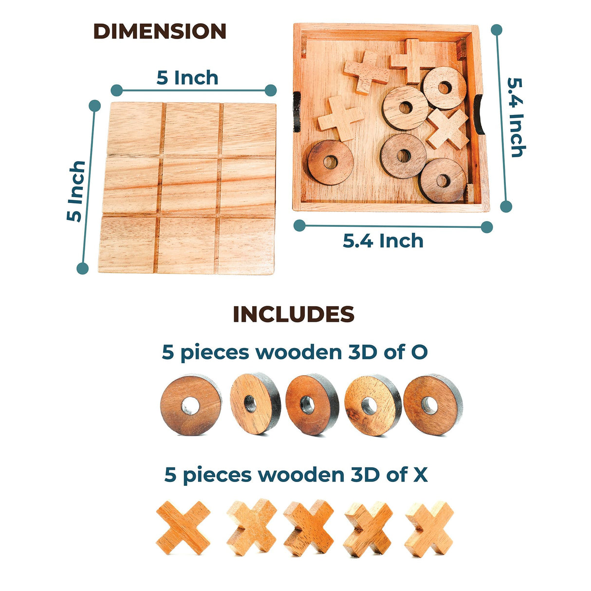 BSIRI Wooden Tic Tac Toe-Coffee Table Decor, Brain Teaser Puzzles for Adults, Unique Gifts for Kids, Classic Board Games for Adults and Family BSIRI