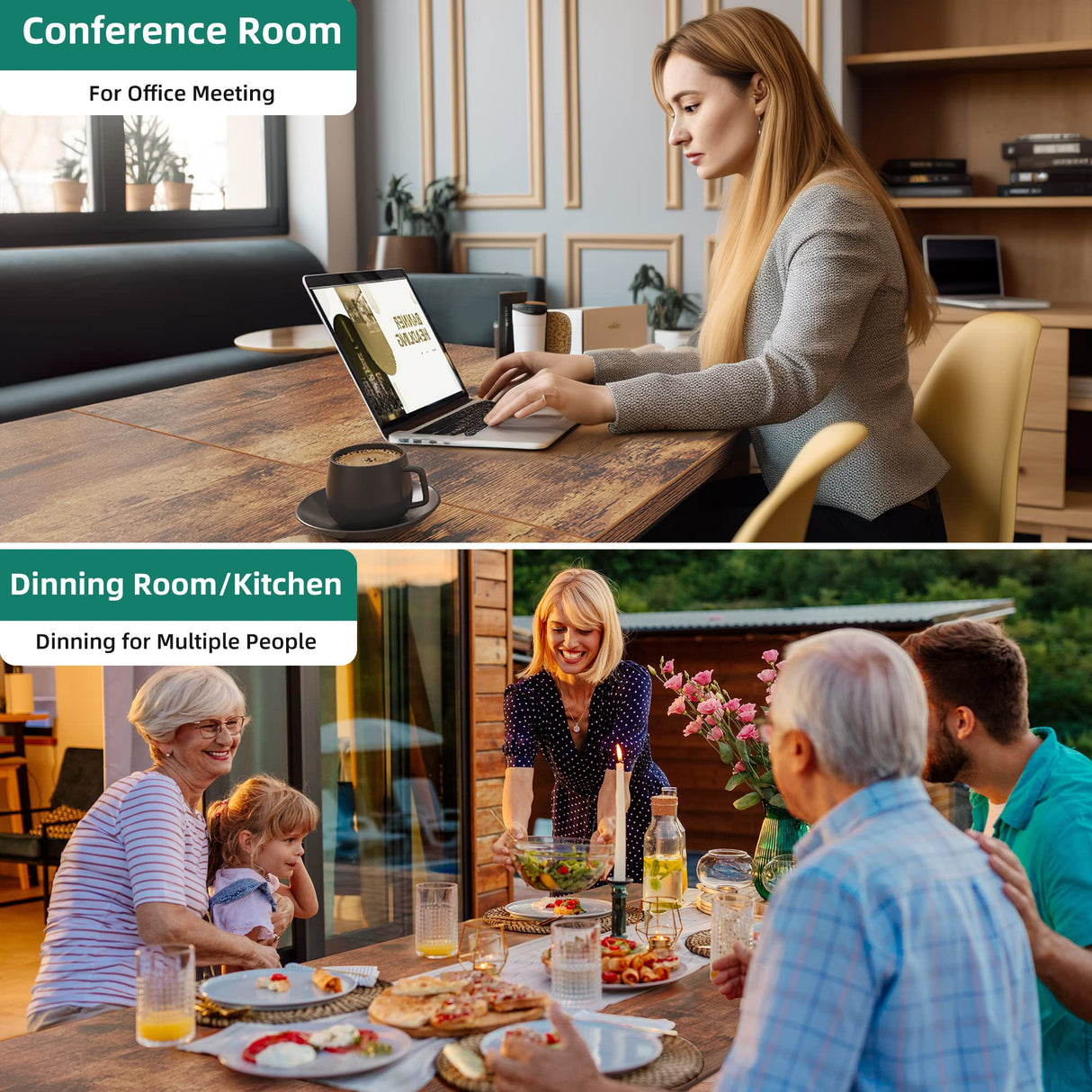 YITAHOME 70.8" Large Kitchen Dining Room Table for 6-8 People, Rustic Brown Farmhouse Industrial Wood Style Rectangle Apartment Dinning Room Dinette YITAHOME