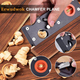 Eewudwok Chamfer Plane, Hand Chamfering Wood Planer, Premium Woodworking Edge Corner Flattening Tool Aluminum Alloy Plane with Handle for Quick Edge Eewudwok