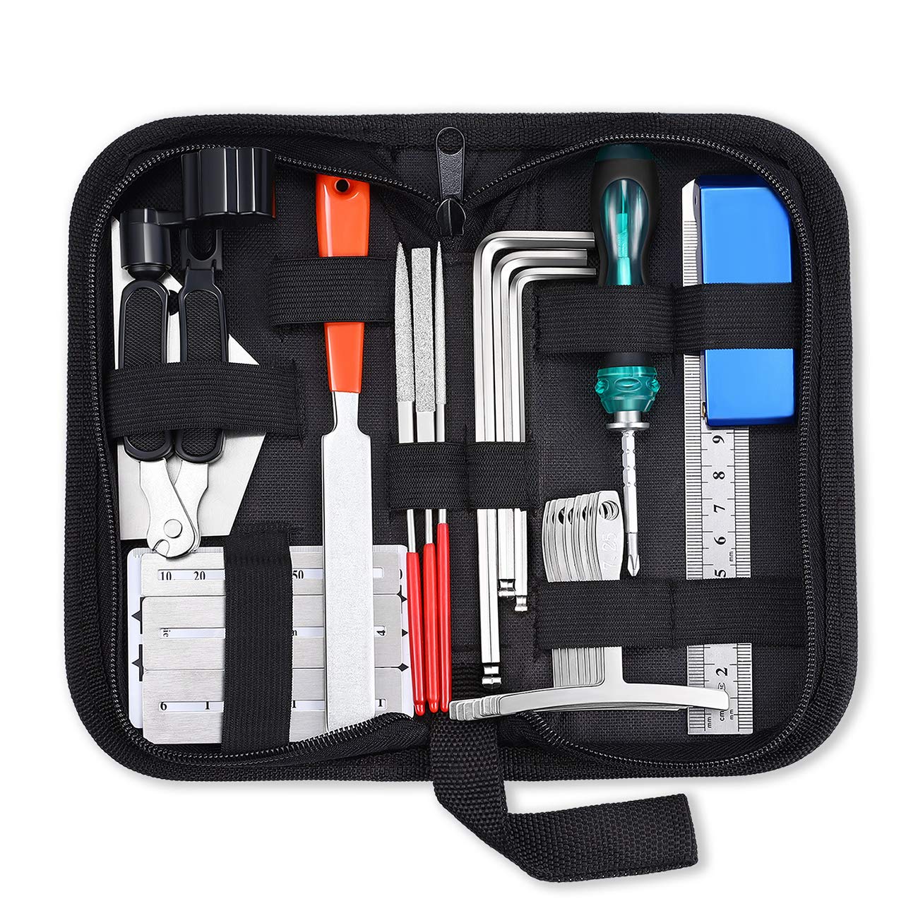 MIFOGE 25Pcs Guitar Repairing Tools Kit Setup Kit with Carry Bag for Acoustic Electric guitar Ukulele Bass Banjo Maintenance Tool with Ruler Gauge MIFOGE