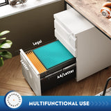 DEVAISE 3 Drawer Mobile File Cabinet with Lock, Under Desk Metal Filing Cabinet for Legal/Letter/A4 File, Fully Assembled Except Wheels, White DEVAISE