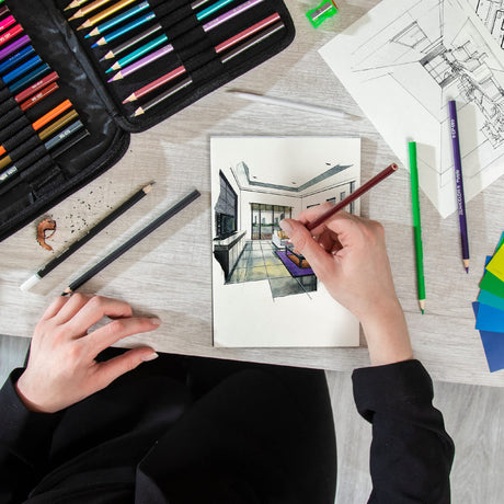 Zenacolor 74 Pack Drawing Set, Pro Art kit include Sketchbook, Colored, Graphite, Watercolor, Metallic & Charcoal Pencils for Drawing + Accessories, Zenacolor